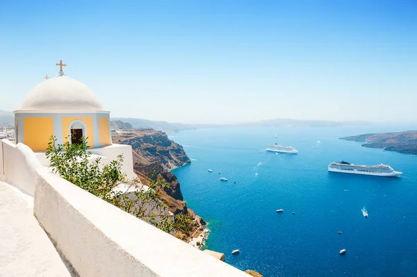 Architettura Bianca Sull Isola Santorini Grecia Bellissimo Paesaggio Estivo Vista — Foto Stock