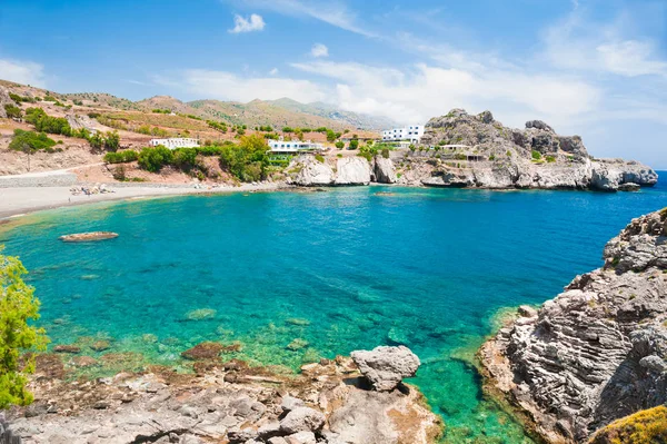 Hermosa Playa Con Agua Turquesa Rocas Agios Pavlos Creta Grecia — Foto de Stock