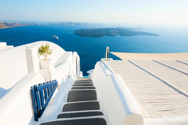 Architettura Bianca Sull Isola Santorini Grecia Bellissimo Paesaggio Estivo Vista — Foto Stock