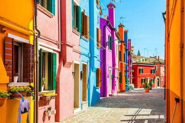 Farbenfrohe Häuser Burano Insel Venedig Italien — Stockfoto