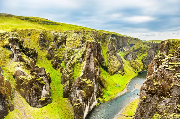 Fjadrargljufur Canyon Sul Islândia Paisagem Verão — Fotografia de Stock