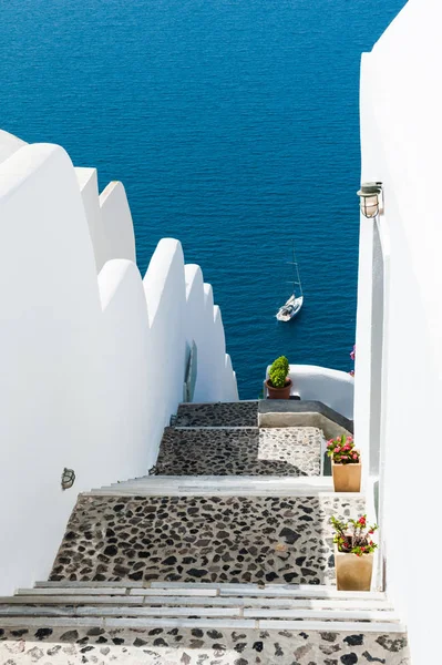 Architettura Bianca Sull Isola Santorini Grecia Bellissimo Paesaggio Estivo Vista — Foto Stock