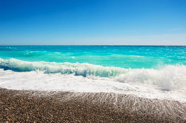 Гарний Пляж Бірюзове Море Ніцці Франція — стокове фото