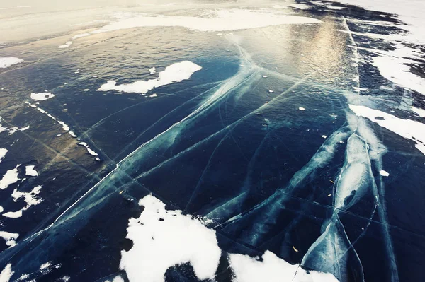 Lód Zamarzniętym Jeziorze Natura Piękny Zimowy — Zdjęcie stockowe