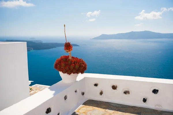 Arquitectura Blanca Isla Santorini Grecia Hermoso Paisaje Verano Vista Mar —  Fotos de Stock