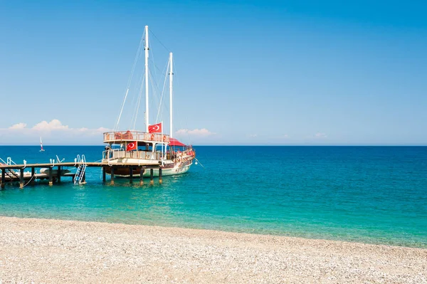 Navio Turismo Praia Kemer Turquia Paisagem Verão — Fotografia de Stock