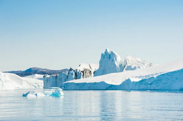 Μεγάλα Παγόβουνα Στο Ilulissat Icefjord Δυτική Γροιλανδία — Φωτογραφία Αρχείου