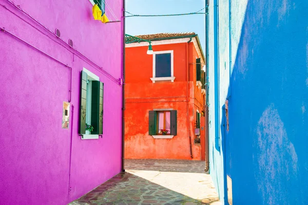 Красочные Дома Бурано Венеция Италия — стоковое фото