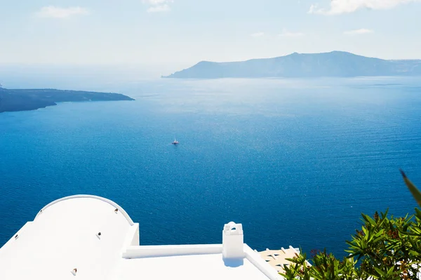 Vita Arkitekturen Santorini Island Grekland Vacker Sommar Landskap Havsutsikt — Stockfoto