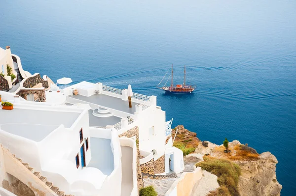 Architettura Bianca Sull Isola Santorini Grecia Bellissimo Paesaggio Estivo Vista — Foto Stock