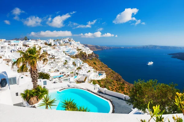 Architettura Bianca Sull Isola Santorini Grecia Bellissimo Paesaggio Estivo Vista — Foto Stock