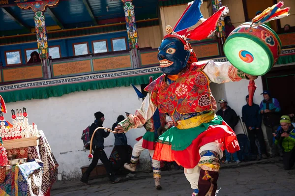 Tengboche Nepal Ekim 2018 Rahipler Dini Maskeli Buddhistic Dans Tengboche — Stok fotoğraf