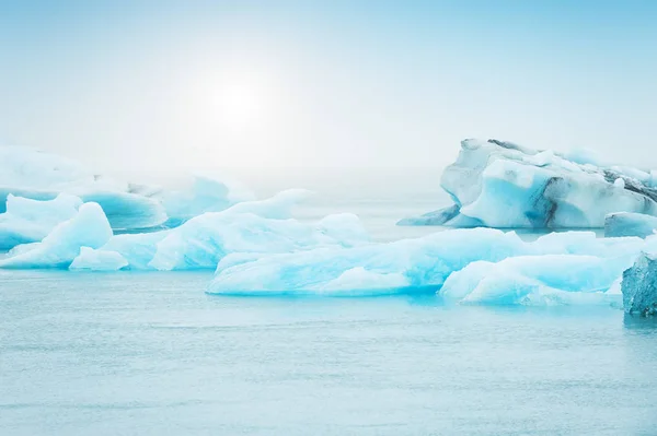 Icebergs Azuis Jokulsarlon Lagoa Glacial Islândia — Fotografia de Stock