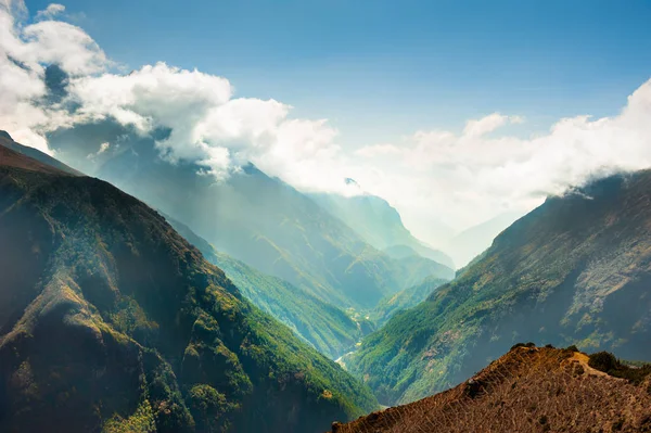 Himalaia Montanhas Com Árvores Verdes Nepal Everest Base Camp Trek — Fotografia de Stock