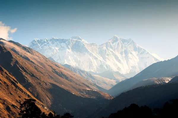 Blick Auf Mount Everest Lhotse Und Nuptse Bei Sonnenaufgang Himalaya — Stockfoto