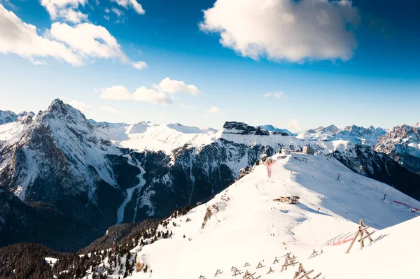 Skigebiet Den Winterlichen Dolomiten Val Fassa Italien — Stockfoto