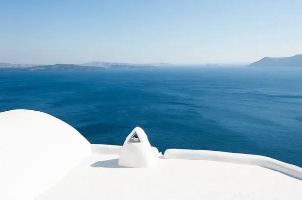 Білий Архітектури Острові Санторіні Греція Прекрасний Літній Краєвид Видом Море — стокове фото