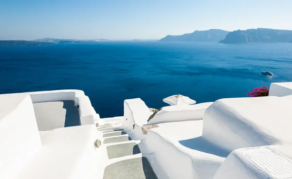 White Architecture Santorini Island Greece Stairs Sea Travel Vacation Concept — Stock Photo, Image