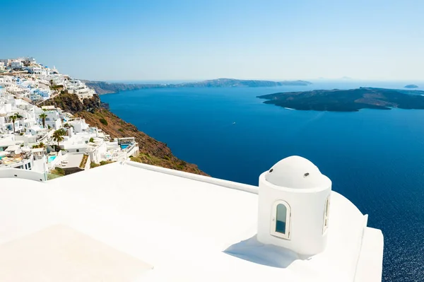 Vit Arkitektur Santorini Grekland Vackert Landskap Med Havsutsikt — Stockfoto