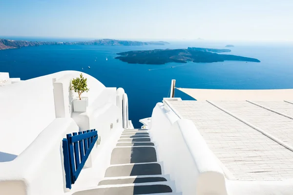 Architettura Bianca Sull Isola Santorini Grecia Bellissimo Paesaggio Con Vista — Foto Stock