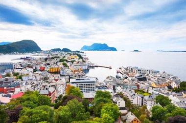 Alesund, Norveç Hava görünümünü. Ünlü seyahat hedef olarak ne de