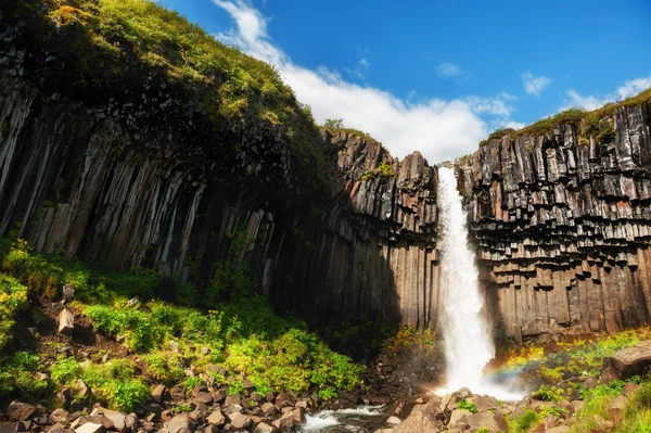 Cachoeira Svartifoss no Parque Nacional Skaftafell, Islândia — Fotografia de Stock