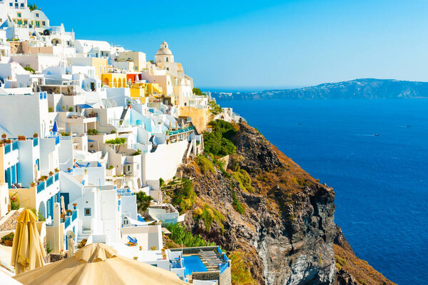 Panoramic view of Santorini island, Greece. 