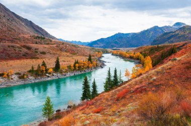 Altay dağlarında Katun nehri, Sibirya, Rusya Federasyonu