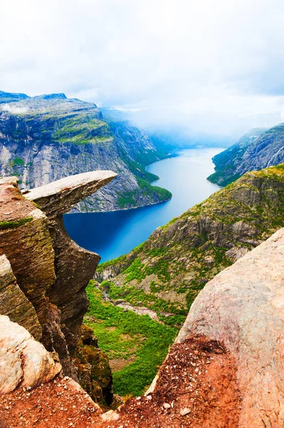 Vista Panoramica Trolltunga Punto Riferimento Norvegia Bellissimo Paesaggio Estivo Vista — Foto Stock