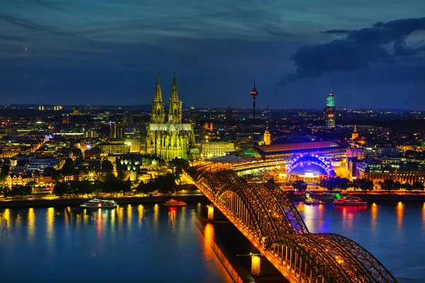 Cologne Germany Aerial View City Night — Stock Photo, Image