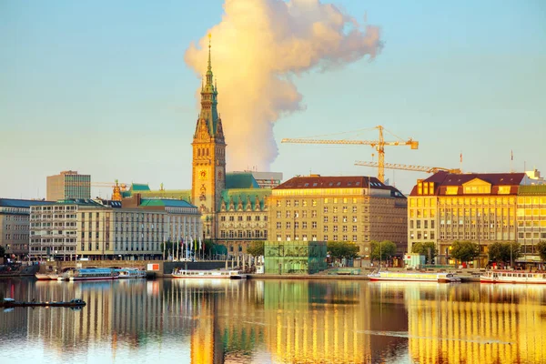 Stadsbilden Hamburg Tyskland Morgon — Stockfoto