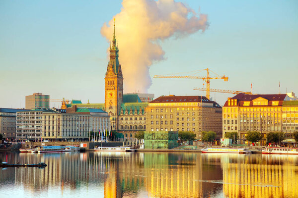 Stadtbild Von Hamburg Deutschland Morgen — Stockfoto