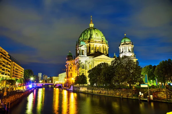 Berliner Dom Gece Zaman Berlin Genel Bakış — Stok fotoğraf