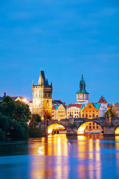 Old Town Charles Bridge Tower Prague Evening — Stock Photo, Image