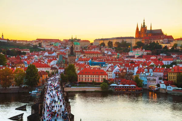 Прага Чешская Республика Августа 2017 Аэрофотообзор Праги Собором Святого Вита — стоковое фото
