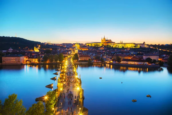 Luchtfoto Overzicht Van Praag Met Vitus Kathedraal Tsjechië — Stockfoto