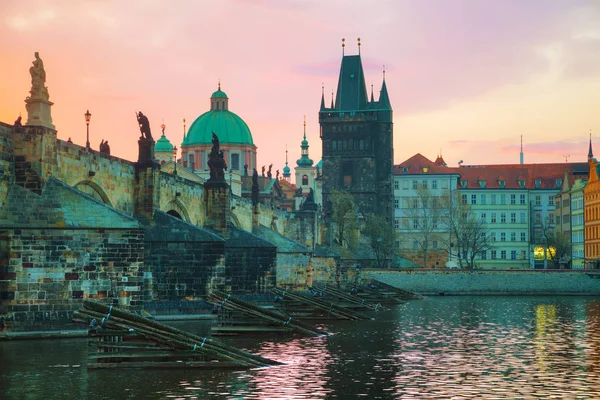 Old Town Charles Brug Toren Praag Ochtend — Stockfoto