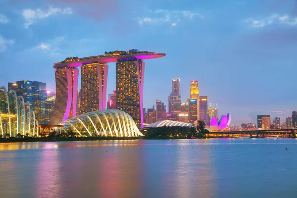 Singapore Oktober Übersicht Der Marina Bay Mit Marina Bay Sands lizenzfreie Stockbilder