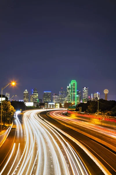 Dallas Texas Panoráma Noční Době Stock Snímky