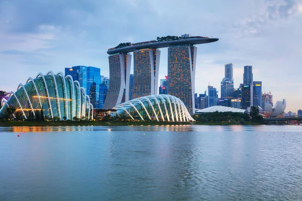 Singapore Oktober Overzicht Van Baai Van Marina Met Marina Bay Rechtenvrije Stockfoto's