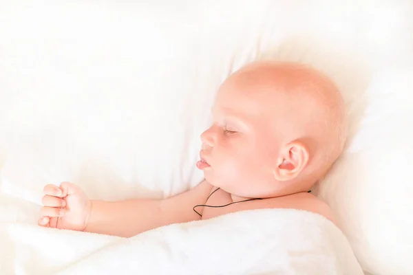 Cute Little Baby Sleeping Bed Sweet Dreams Concept — Stock Photo, Image
