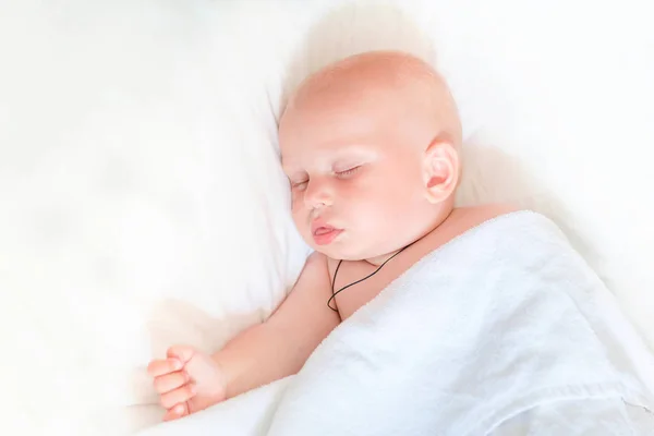 Cute Little Baby Sleeping Bed Sweet Dreams Concept — Stock Photo, Image