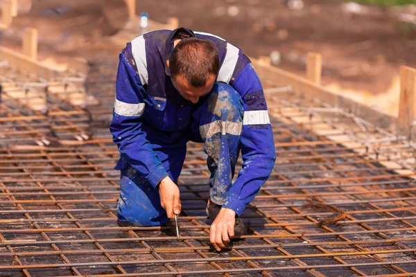Reinforcement bars for base plate for house foundation for new house basis. — Stock Image Reinforcement Bars Base Plate House Foundation New House Basis Royalty Free Stock Images