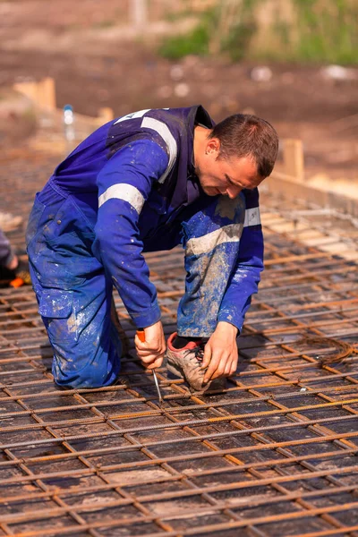 Reinforcement bars for base plate for house foundation for new house basis. — Stock Image Reinforcement Bars Base Plate House Foundation New House Basis Royalty Free Stock Images