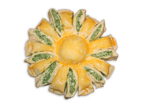 Delicious Decorative Homemade Spinach Pie Puff Pastry — Stock Photo, Image