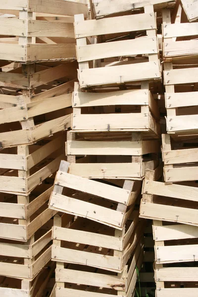 Lot Wooden Crates Storage Fruit Vegetables — Stock Photo, Image