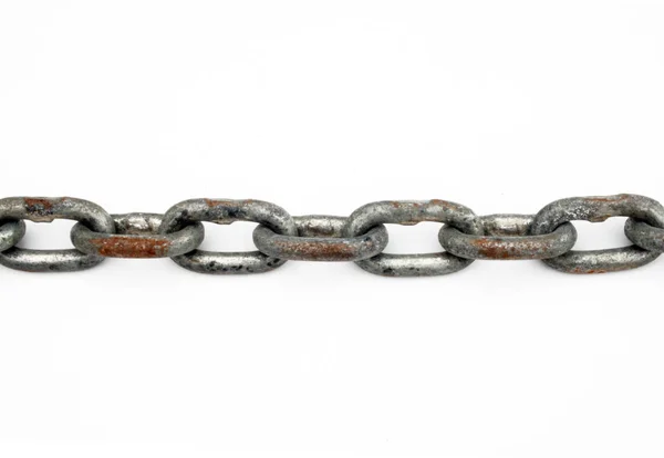 Steel Metal Chain Links White Background — Stock Photo, Image