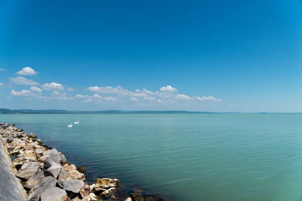 Balaton Lac Fond Nature Vue Panoramique — Photo
