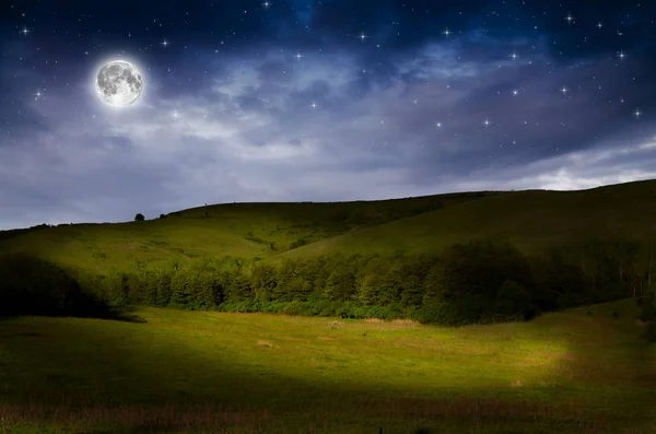 moon over mountain in the nigh