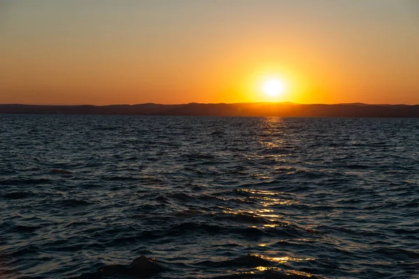 Lac Balaton Coucher Soleil Nature Vue Panoramique — Photo